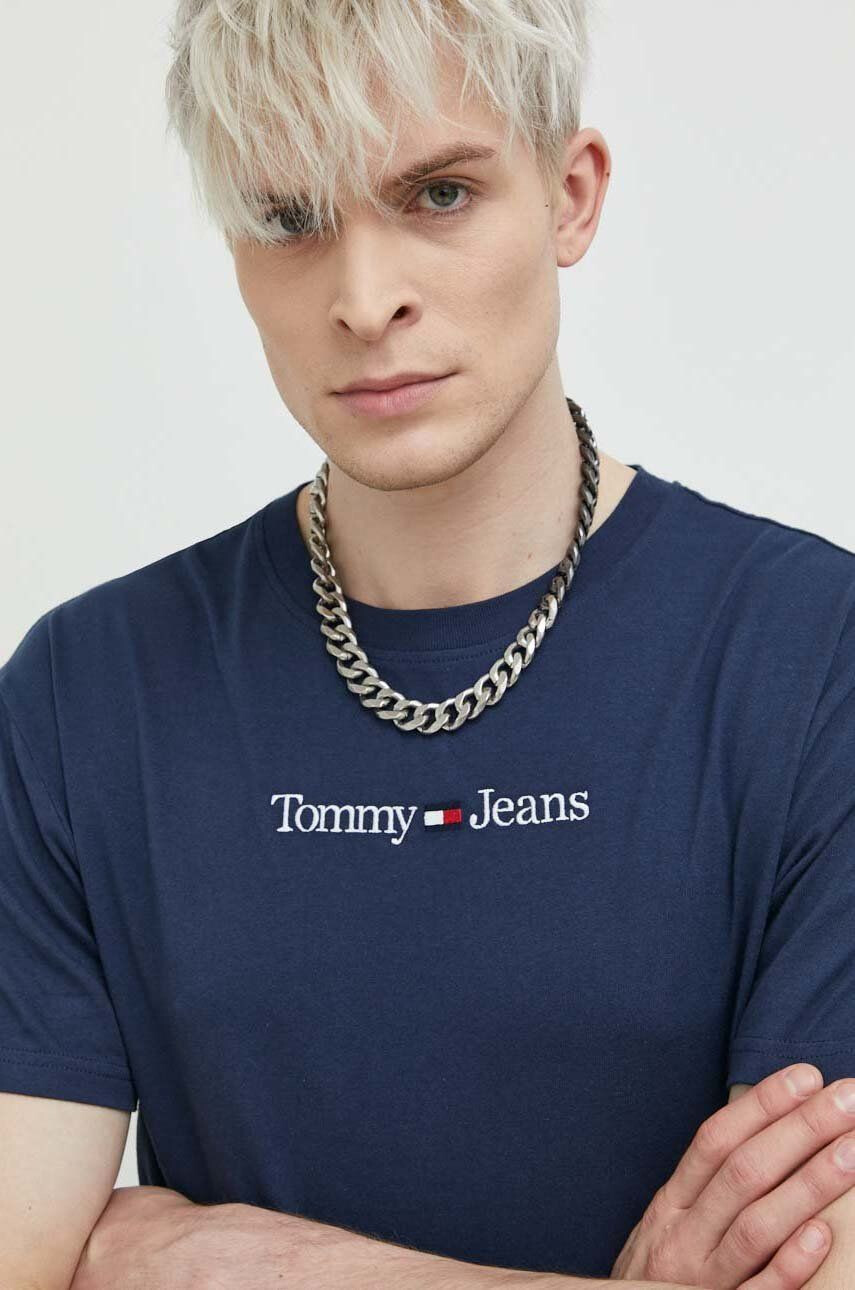 Tommy Jeans pamut póló sötétkék nyomott mintás - Pepit.hu