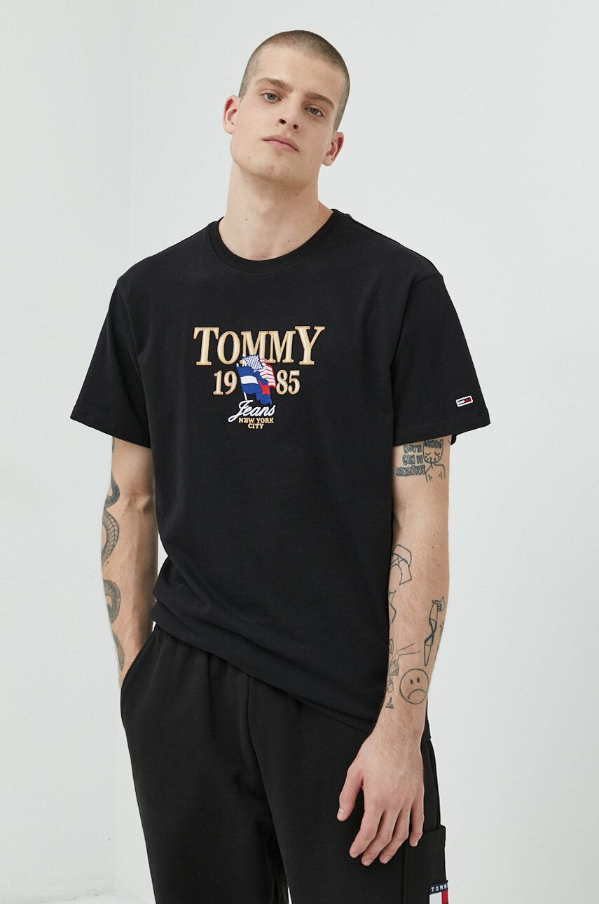 Tommy Jeans pamut póló fekete nyomott mintás - Pepit.hu