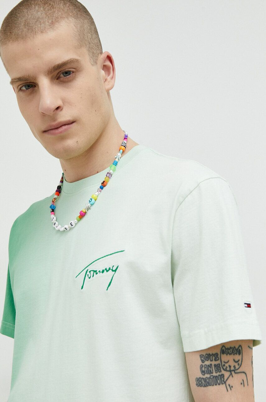 Tommy Jeans pamut póló zöld nyomott mintás - Pepit.hu