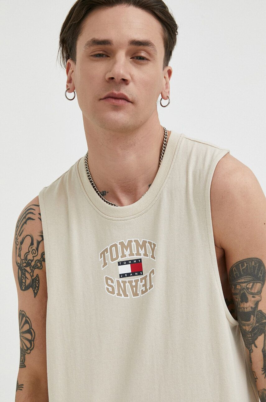 Tommy Jeans pamut póló bézs - Pepit.hu