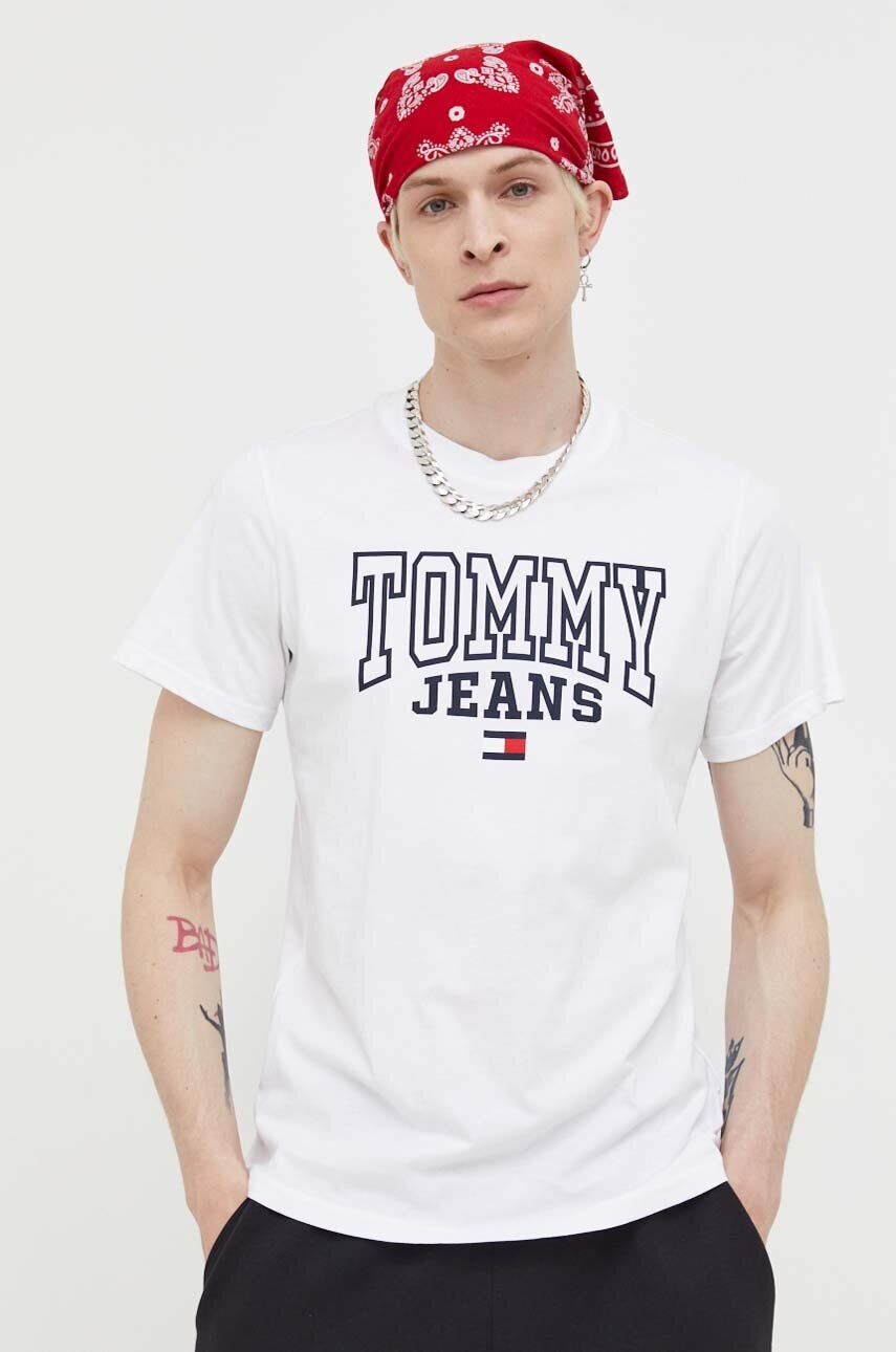 Tommy Jeans pamut póló sötétkék nyomott mintás - Pepit.hu