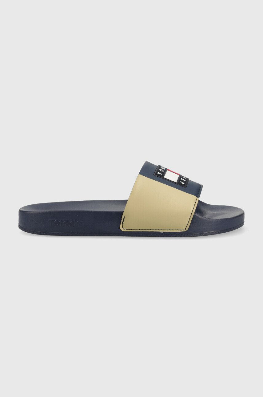 Tommy Jeans papucs Mens Block Archive Poolslide sötétkék férfi - Pepit.hu