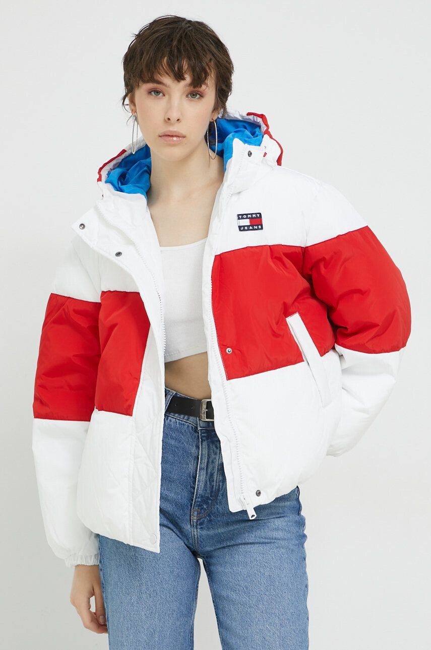 Tommy Jeans rövid kabát női sötétkék téli oversize - Pepit.hu