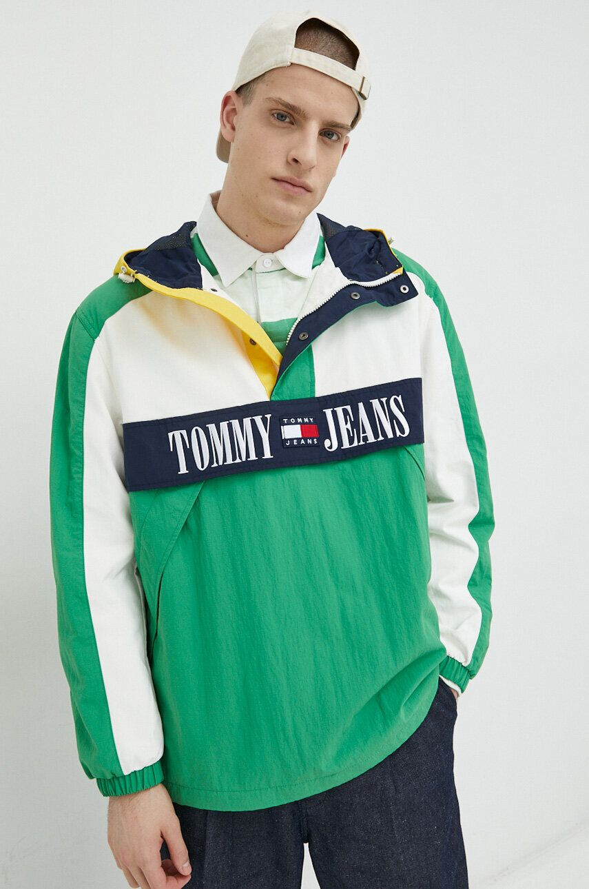 Tommy Jeans rövid kabát férfi zöld átmeneti oversize - Pepit.hu