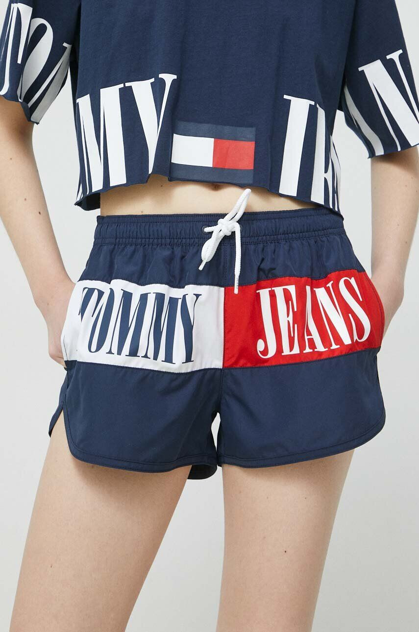 Tommy Jeans rövidnadrág női sötétkék mintás közepes derékmagasságú - Pepit.hu