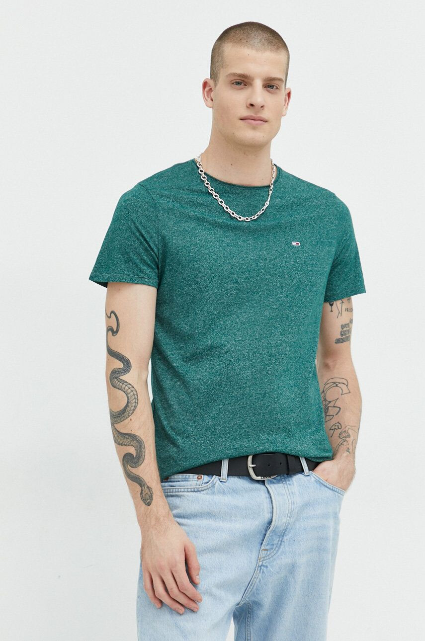 Tommy Jeans t-shirt zöld férfi melange - Pepit.hu