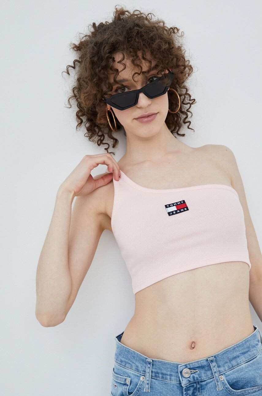 Tommy Jeans top női "cold shoulder" fazonú rózsaszín - Pepit.hu