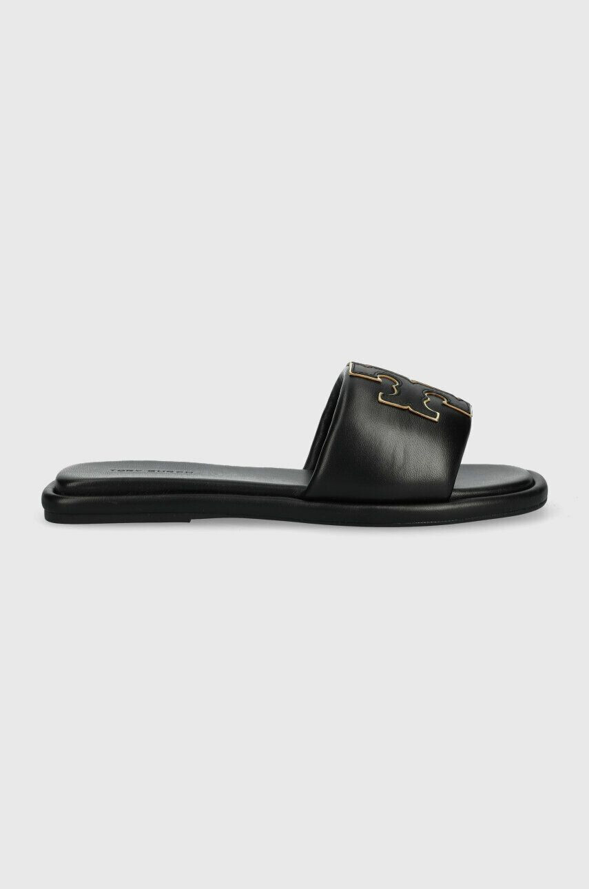 Tory Burch bőr papucs Double T Sport Slide fekete női 79985 - Pepit.hu