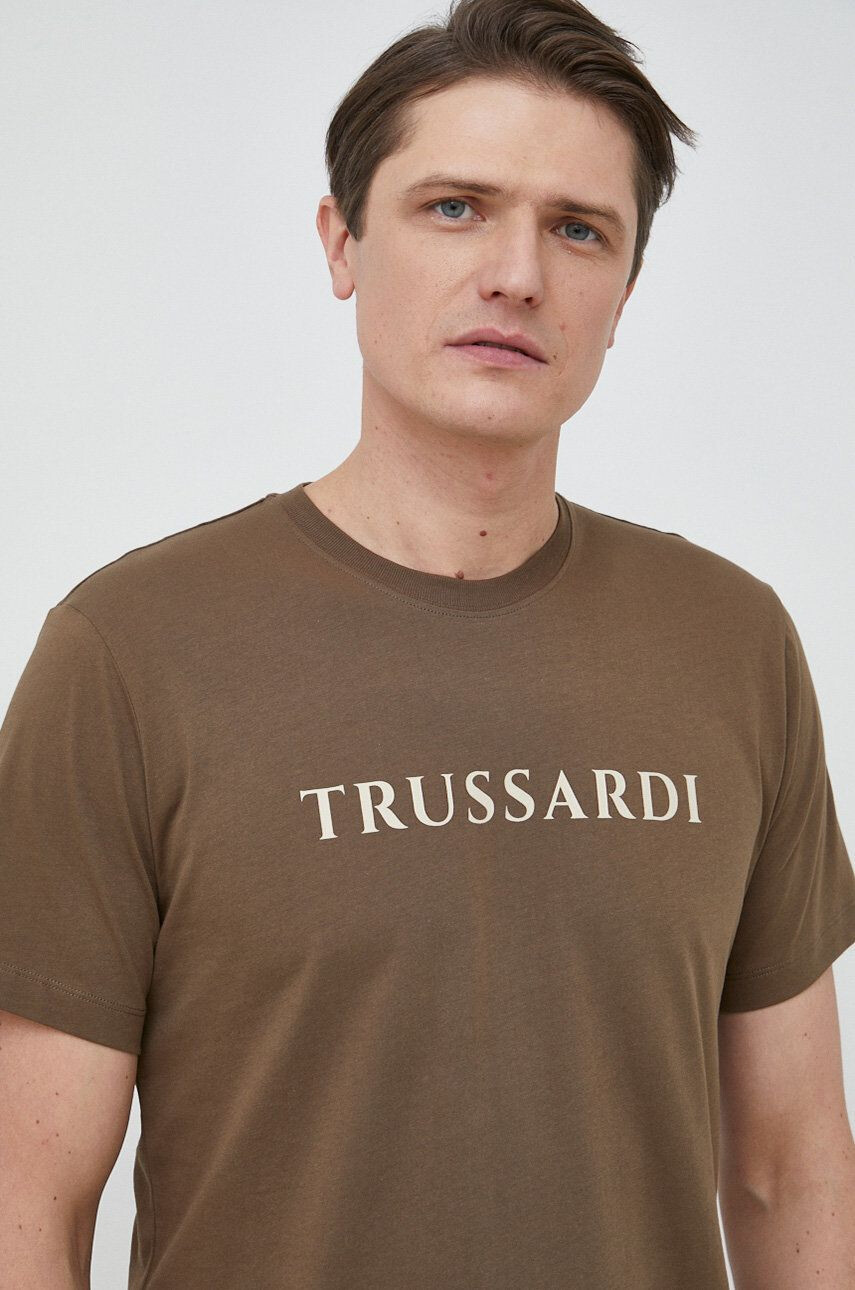 Trussardi pamut póló zöld nyomott mintás - Pepit.hu