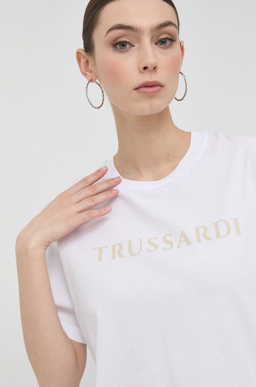 Trussardi pamut póló zöld sima - Pepit.hu