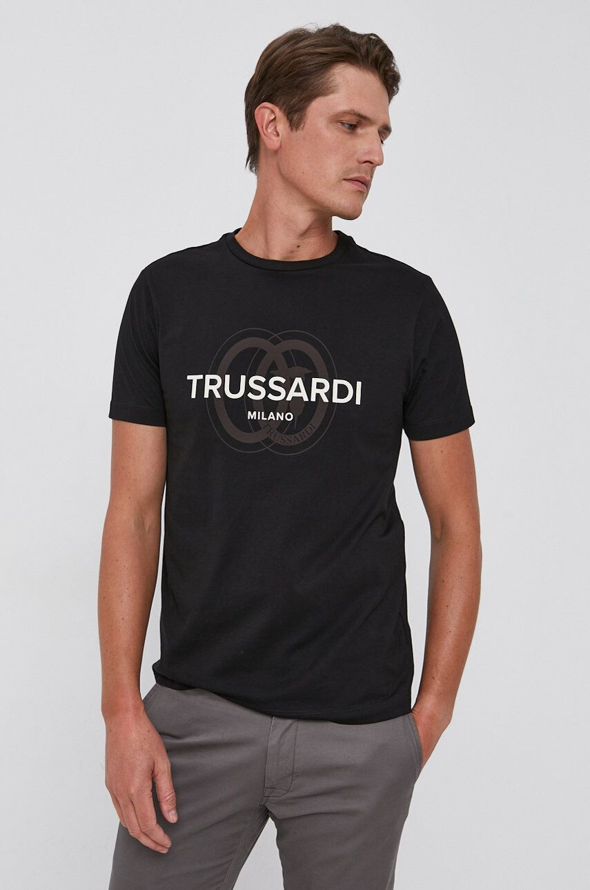 Trussardi pamut póló fekete nyomott mintás - Pepit.hu