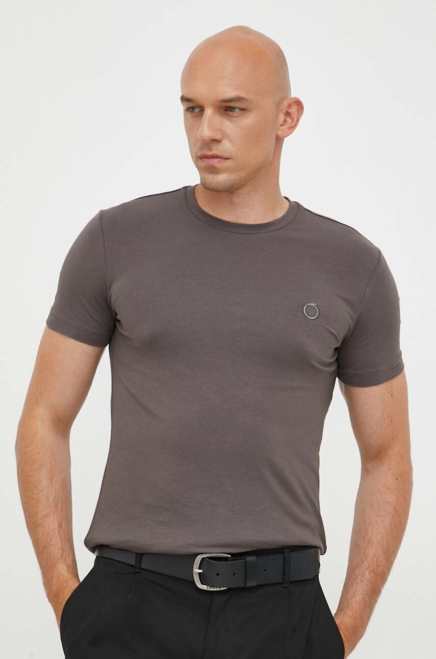 Trussardi t-shirt szürke férfi sima - Pepit.hu