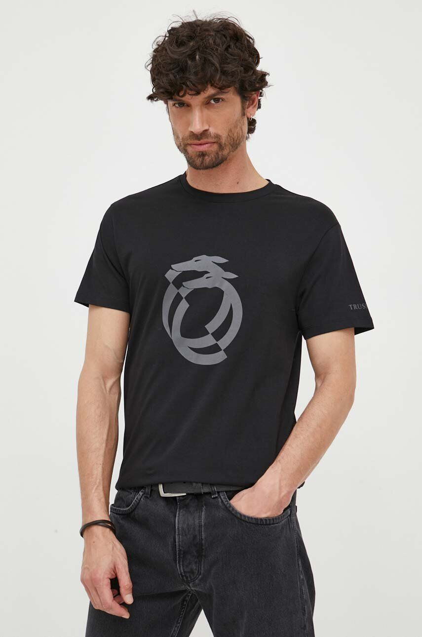 Trussardi t-shirt fekete férfi nyomott mintás - Pepit.hu