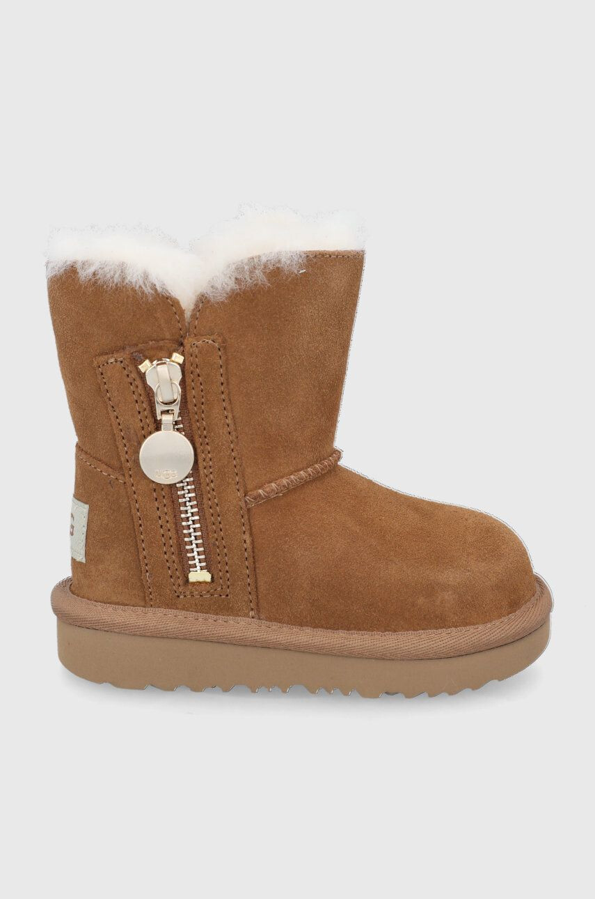 Ugg gyerek hócipő velúrból Bailey Zip Short barna - Pepit.hu