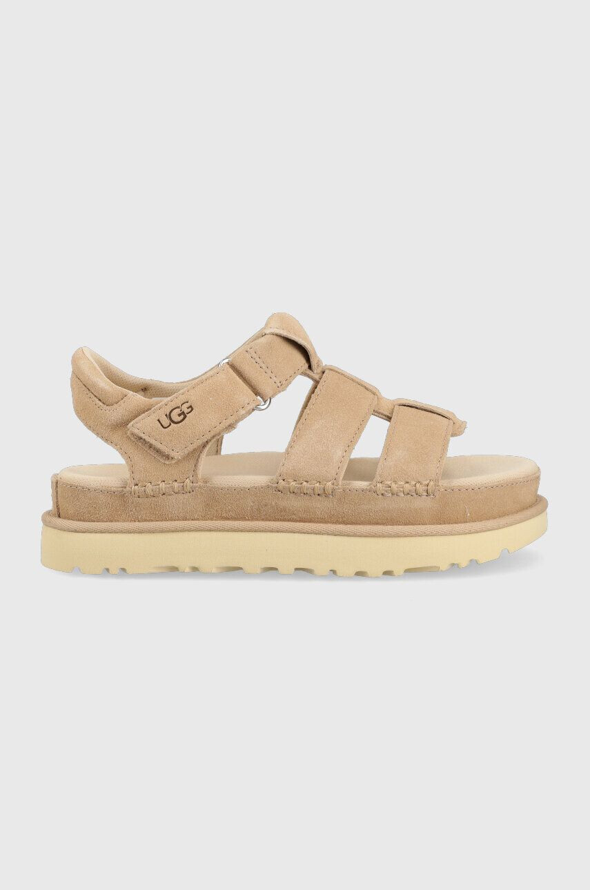 Ugg velúr szandál Goldenstar Strap bézs női platformos 1137890 - Pepit.hu