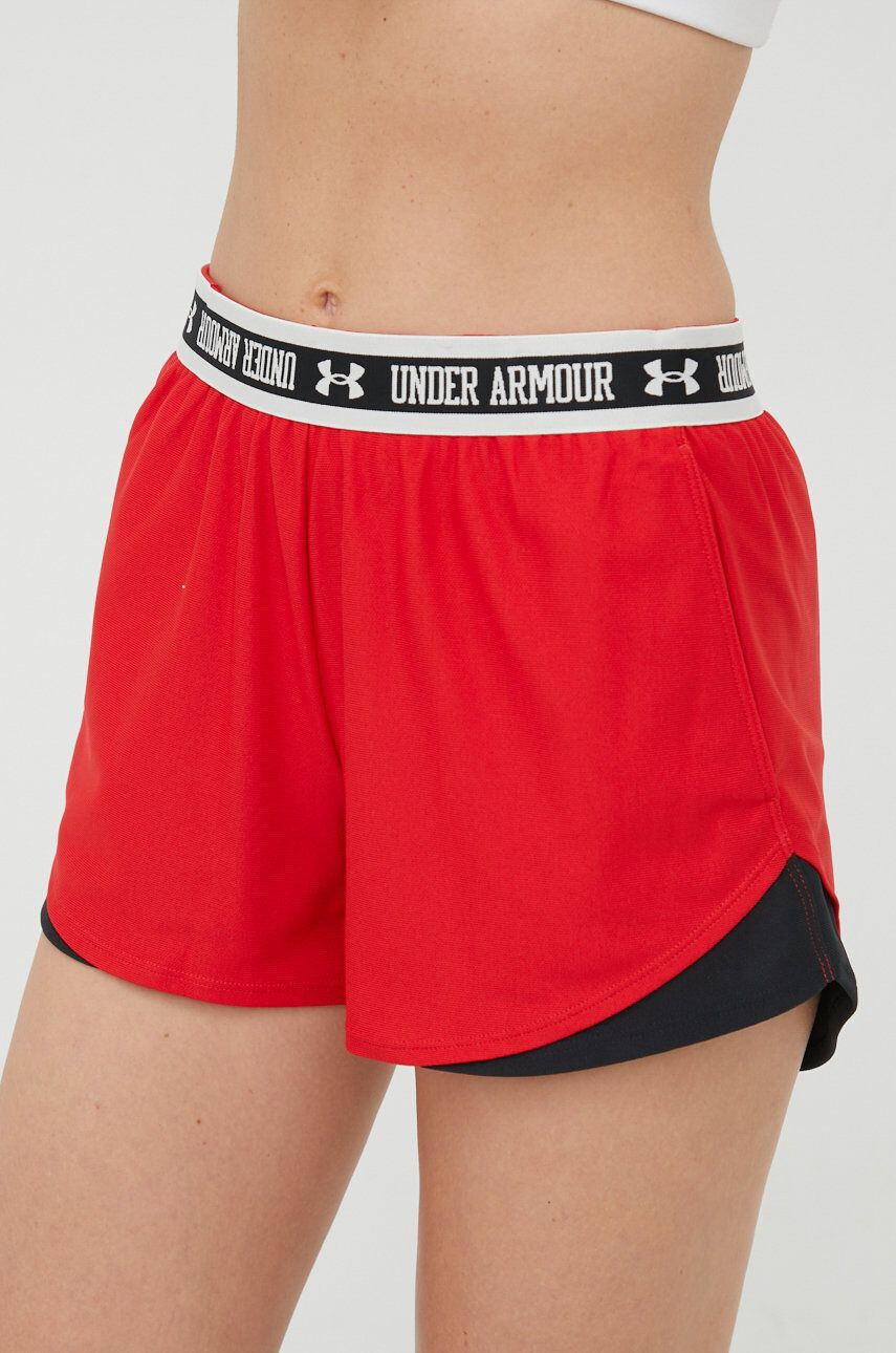 Under Armour edzős rövidnadrág Play Up 3.0 1371375 női piros mintás közepes derékmagasságú - Pepit.hu