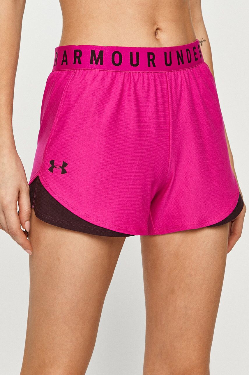 Under Armour rövidnadrág női rózsaszín nyomott mintás közepes derékmagasságú - Pepit.hu