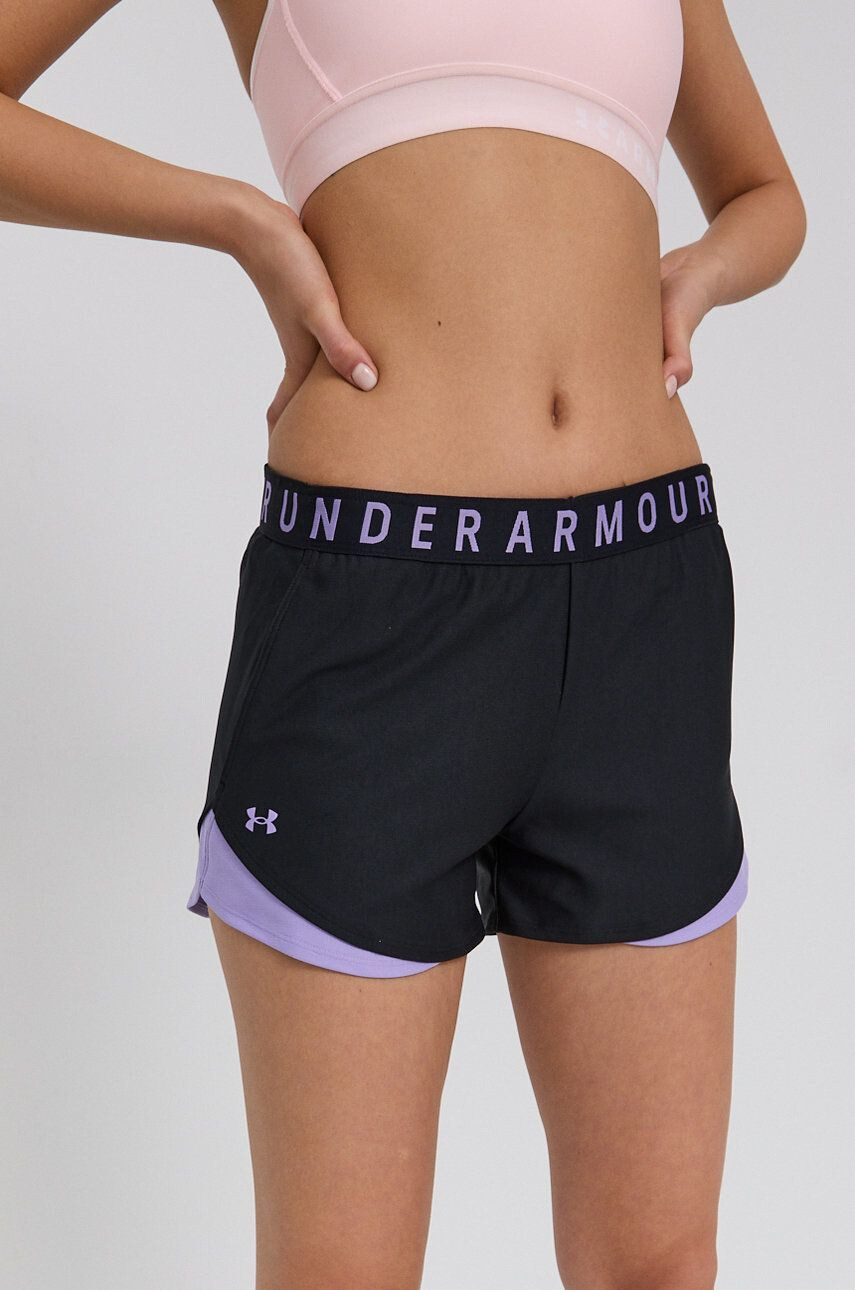 Under Armour rövidnadrág női fekete nyomott mintás közepes derékmagasságú - Pepit.hu