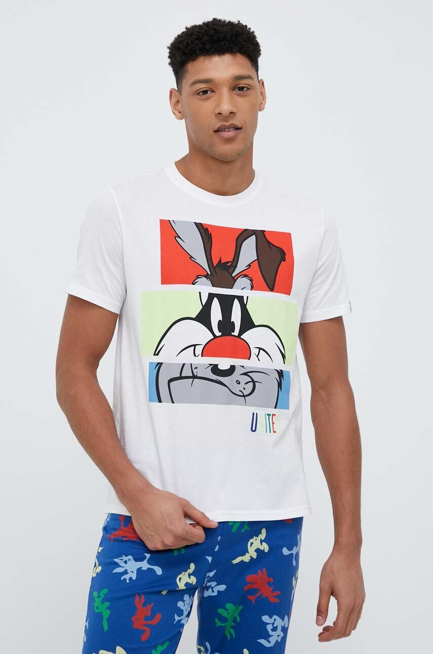 United Colors of Benetton pamut pizsama felső x Looney Tunes fehér mintás - Pepit.hu