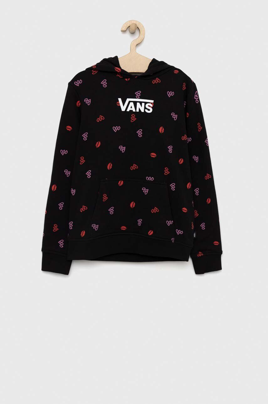 Vans gyerek melegítőfelső pamutból LOVE HOODIE Black fekete mintás kapucnis - Pepit.hu