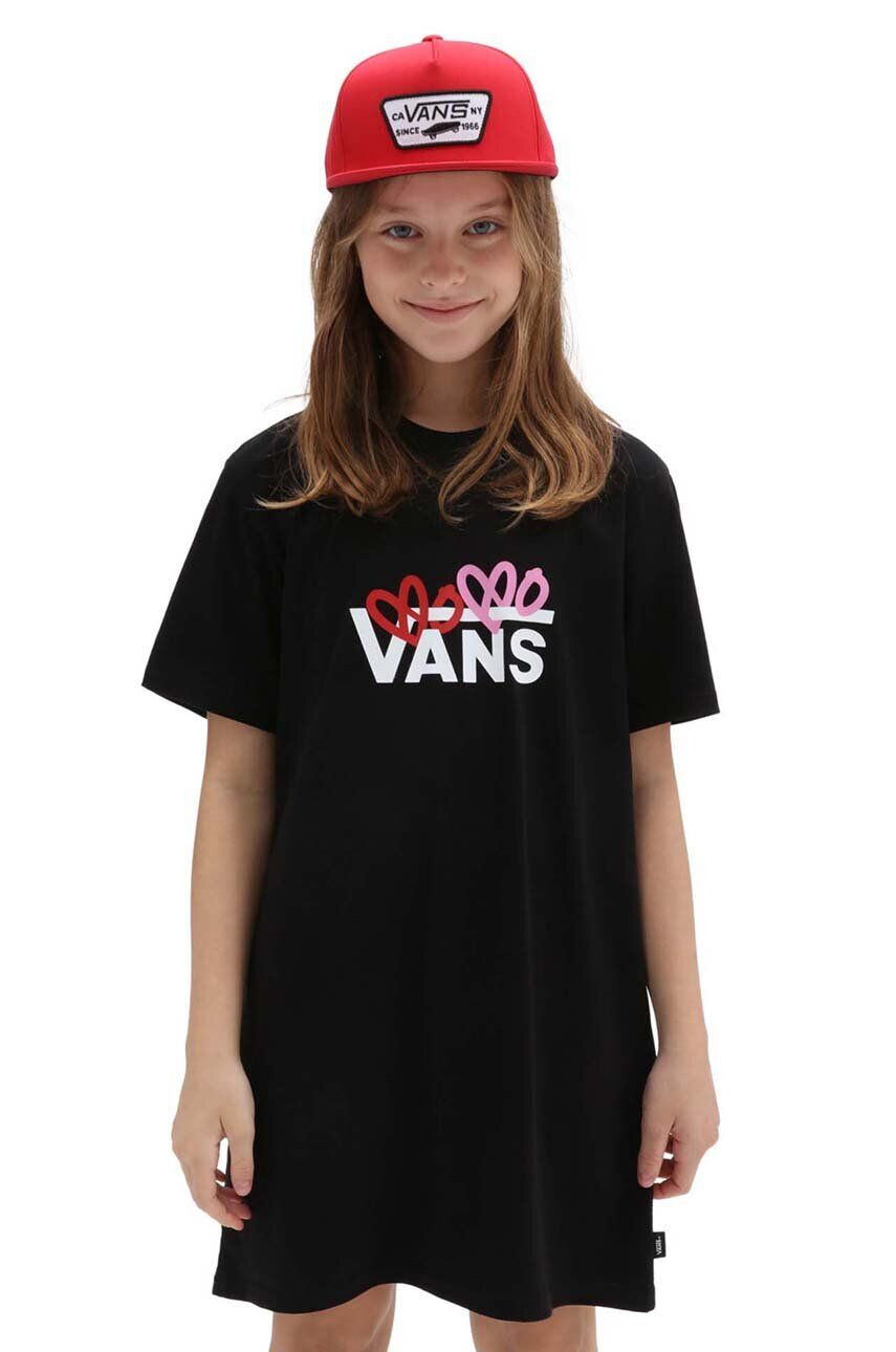 Vans gyerek pamutruha LOVE TEE DRESS Black fekete mini egyenes - Pepit.hu