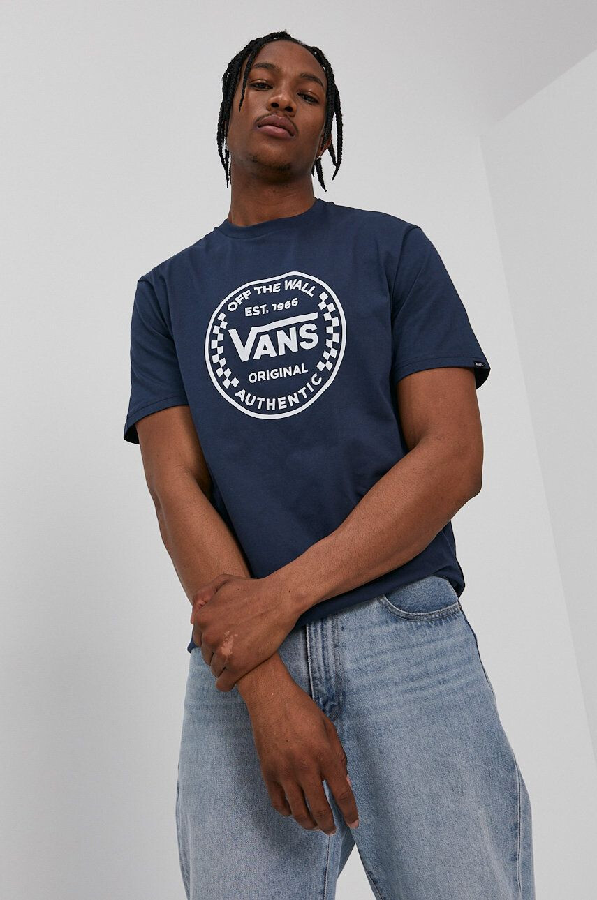 Vans t-shirt sötétkék férfi nyomott mintás - Pepit.hu