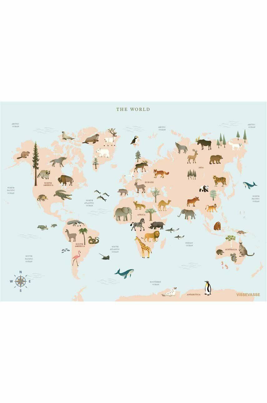 Vissevasse poszter World Map Animal 30 x 40 cm - Pepit.hu