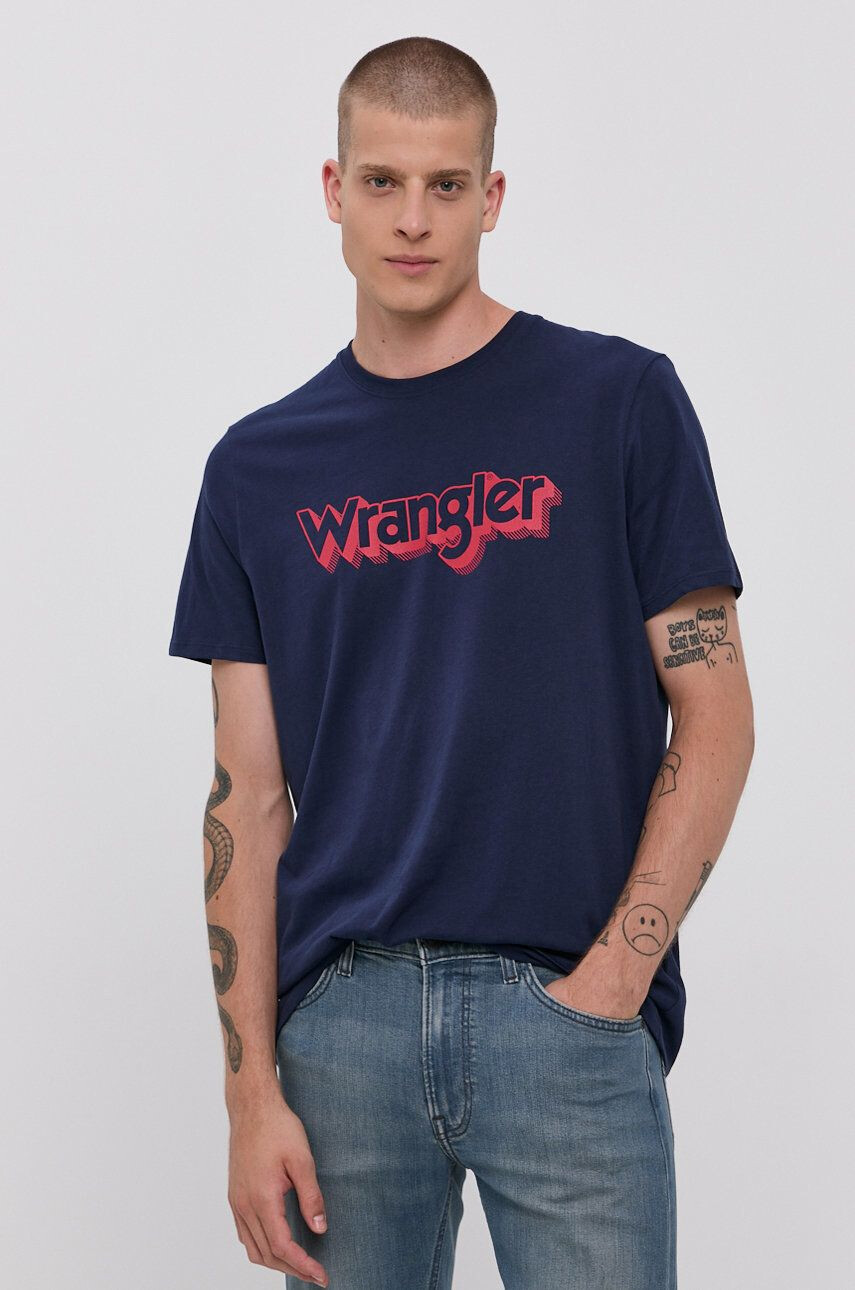 Wrangler pamut póló sötétkék nyomott mintás - Pepit.hu