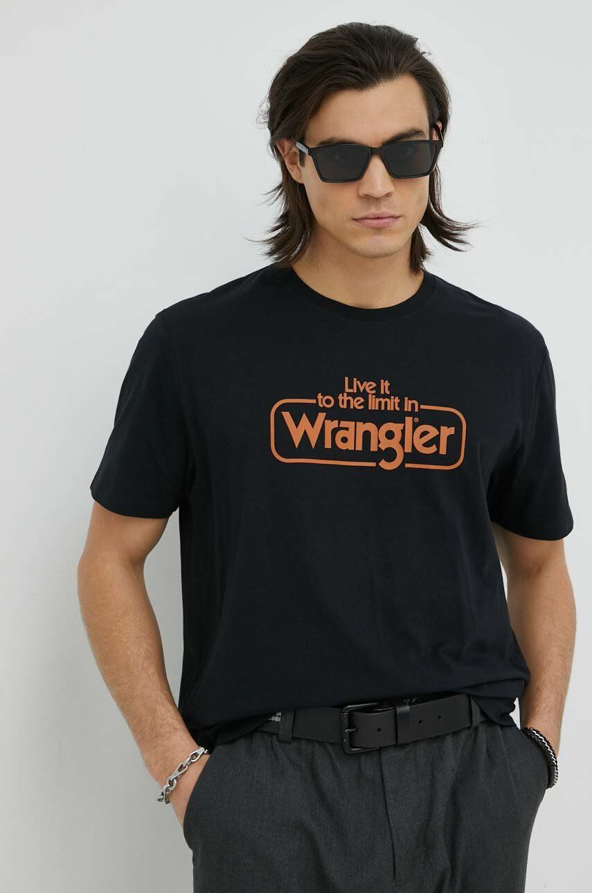 Wrangler pamut póló fekete nyomott mintás - Pepit.hu