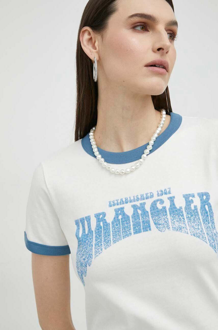 Wrangler pamut póló bézs nyomott mintás - Pepit.hu