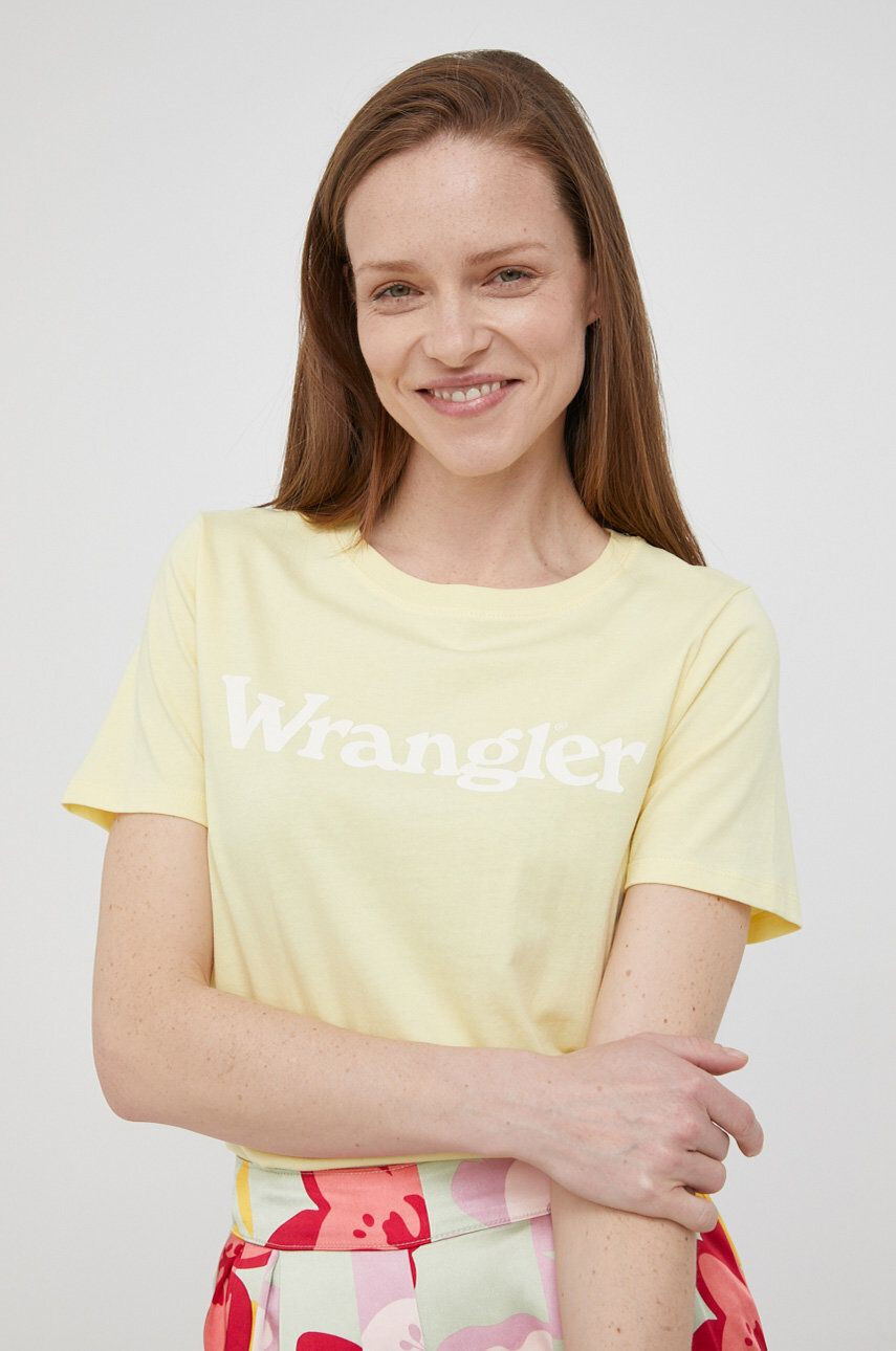 Wrangler pamut póló sárga - Pepit.hu