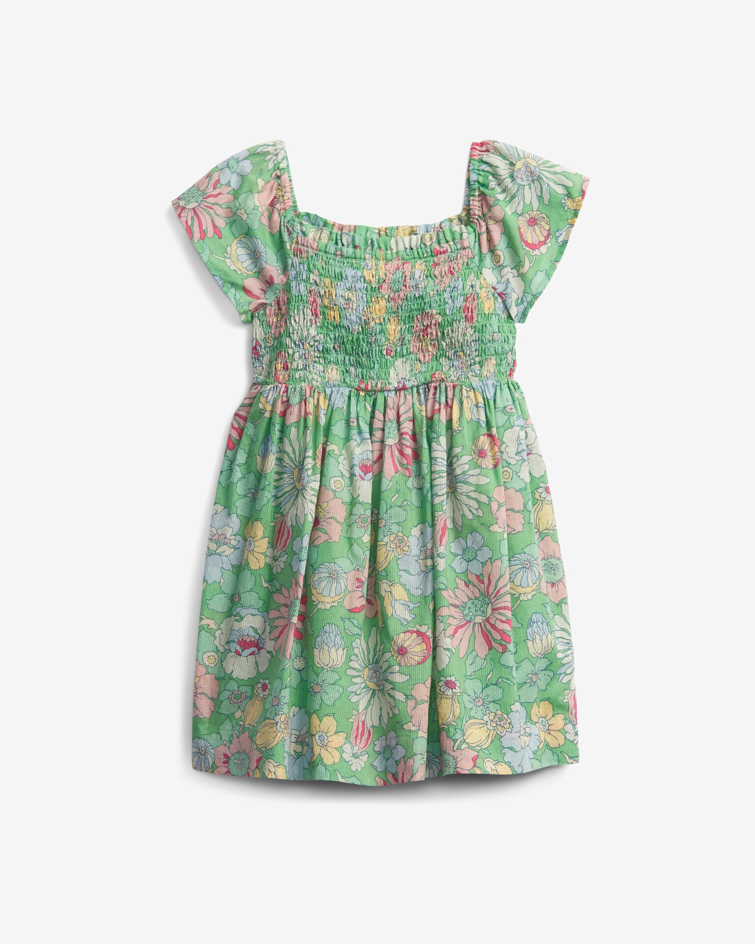 GAP Smocked Floral Gyerek ruha Zöld - Pepit.hu