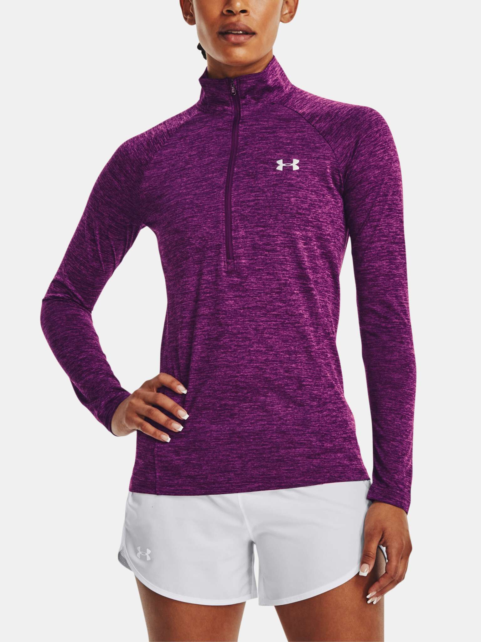 Under Armour Tech 1/2 Zip - Twist - fialová Póló Lila - Pepit.hu