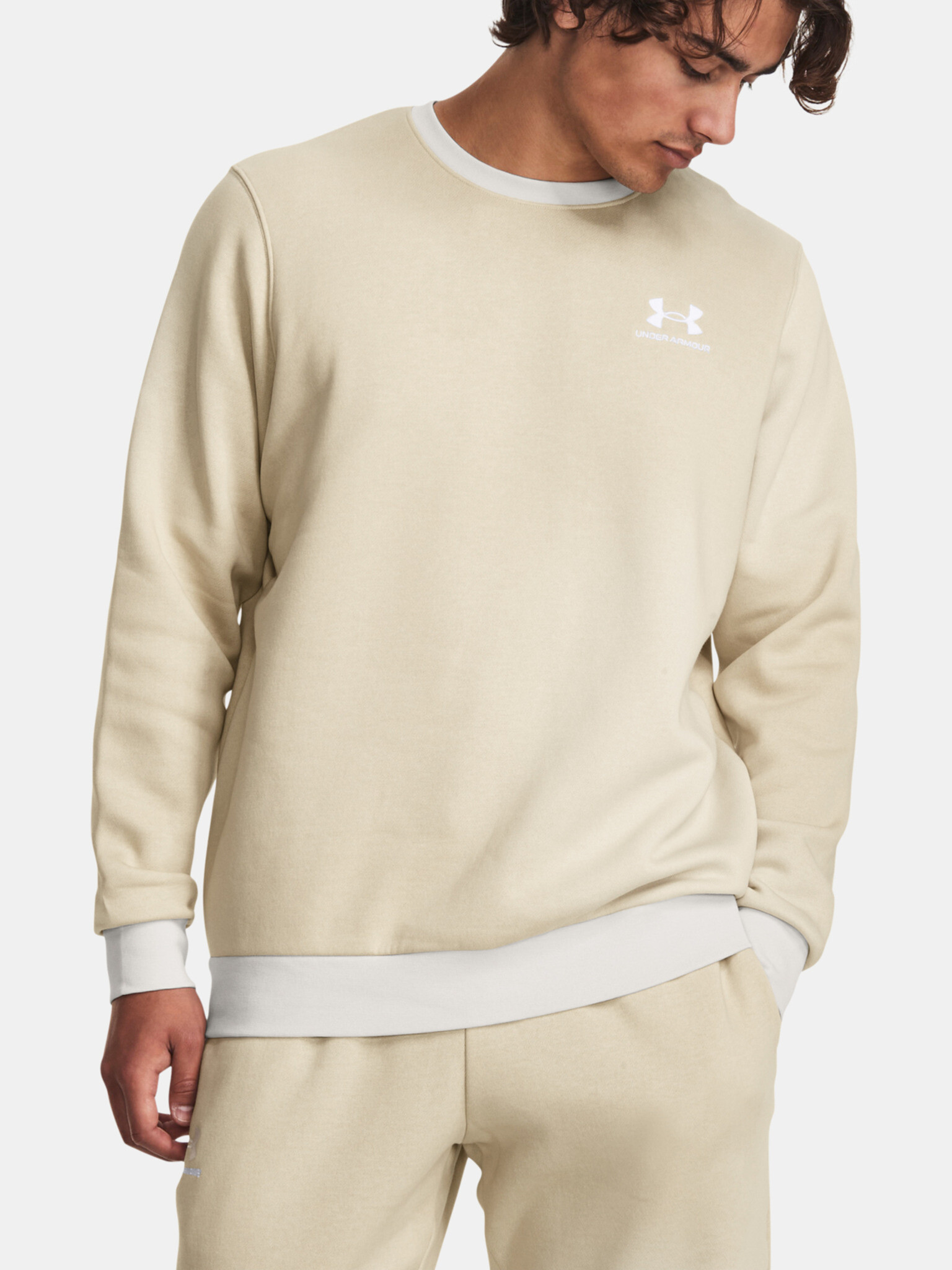 Under Armour UA Essential Flc Novelty Crw Melegítő felső Bézs - Pepit.hu