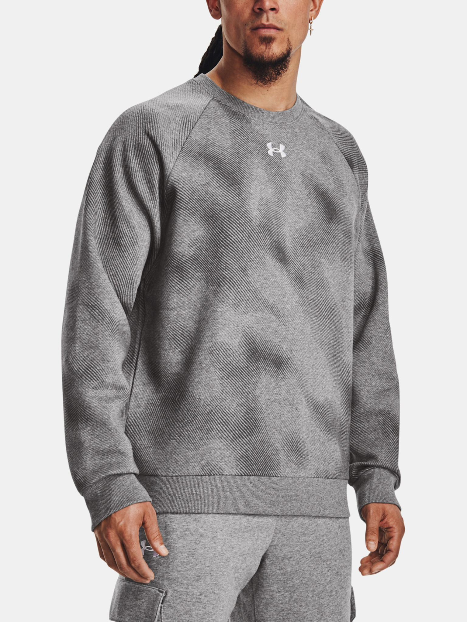 Under Armour UA Rival Fleece Printed Crew Melegítő felső Szürke - Pepit.hu