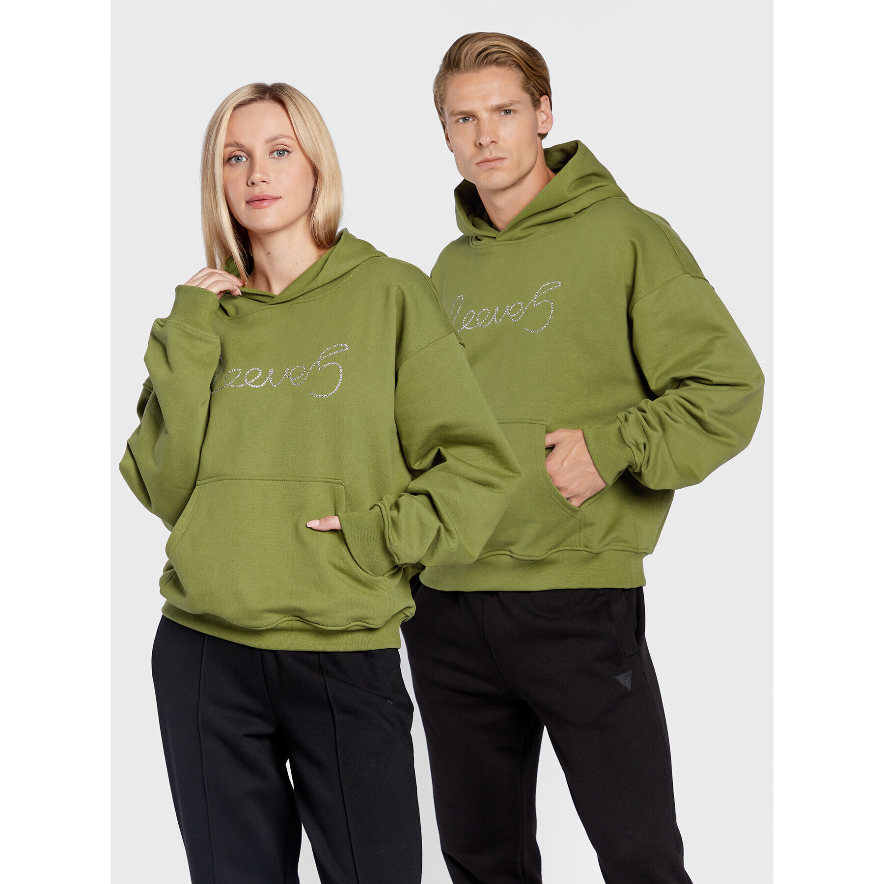 2005 Pulóver Unisex X Leeves „2eeve5” Zöld Relaxed Fit - Pepit.hu