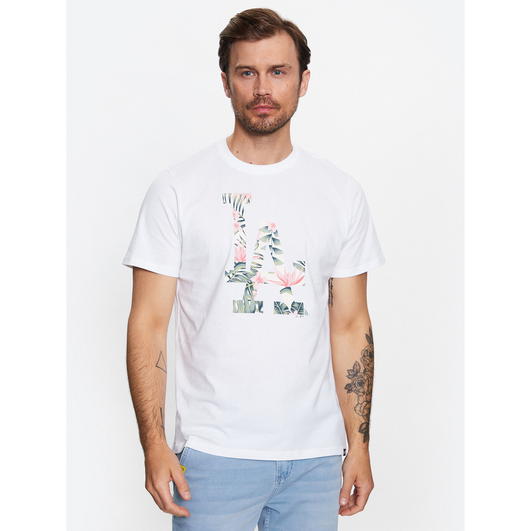 47 Brand Póló Los Angeles Dodgers Coastal Floral '47 Echo Tee Fehér Regular Fit - Pepit.hu