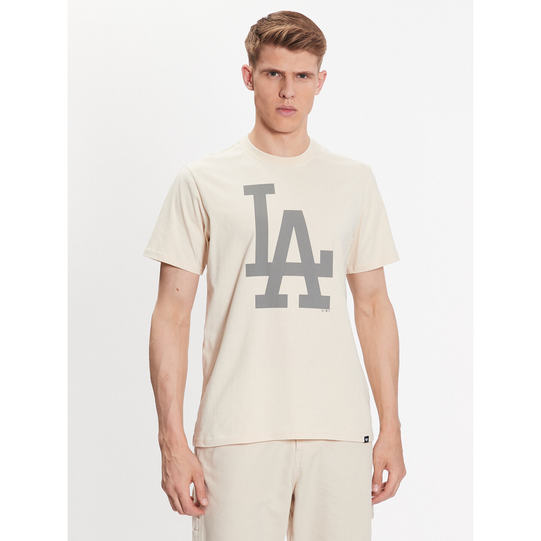 47 Brand Póló Los Angeles Dodgers Imprint '47 Echo Tee Bézs Regular Fit - Pepit.hu