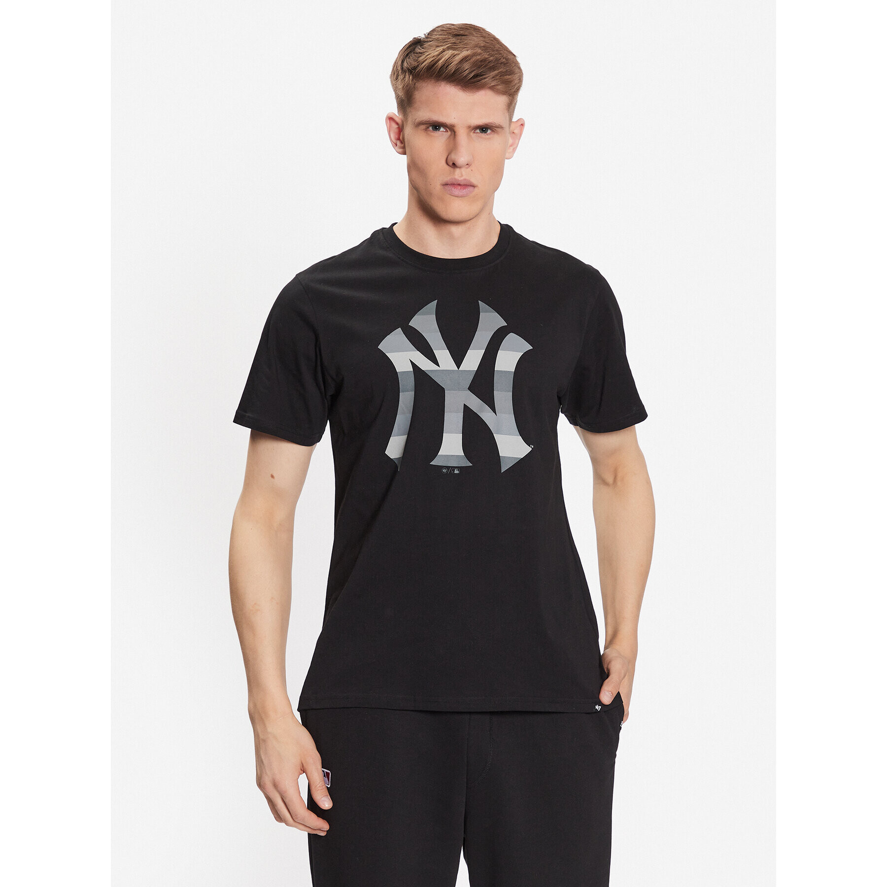 47 Brand Póló New York Yankees '47 Echo Tee Fekete Regular Fit - Pepit.hu