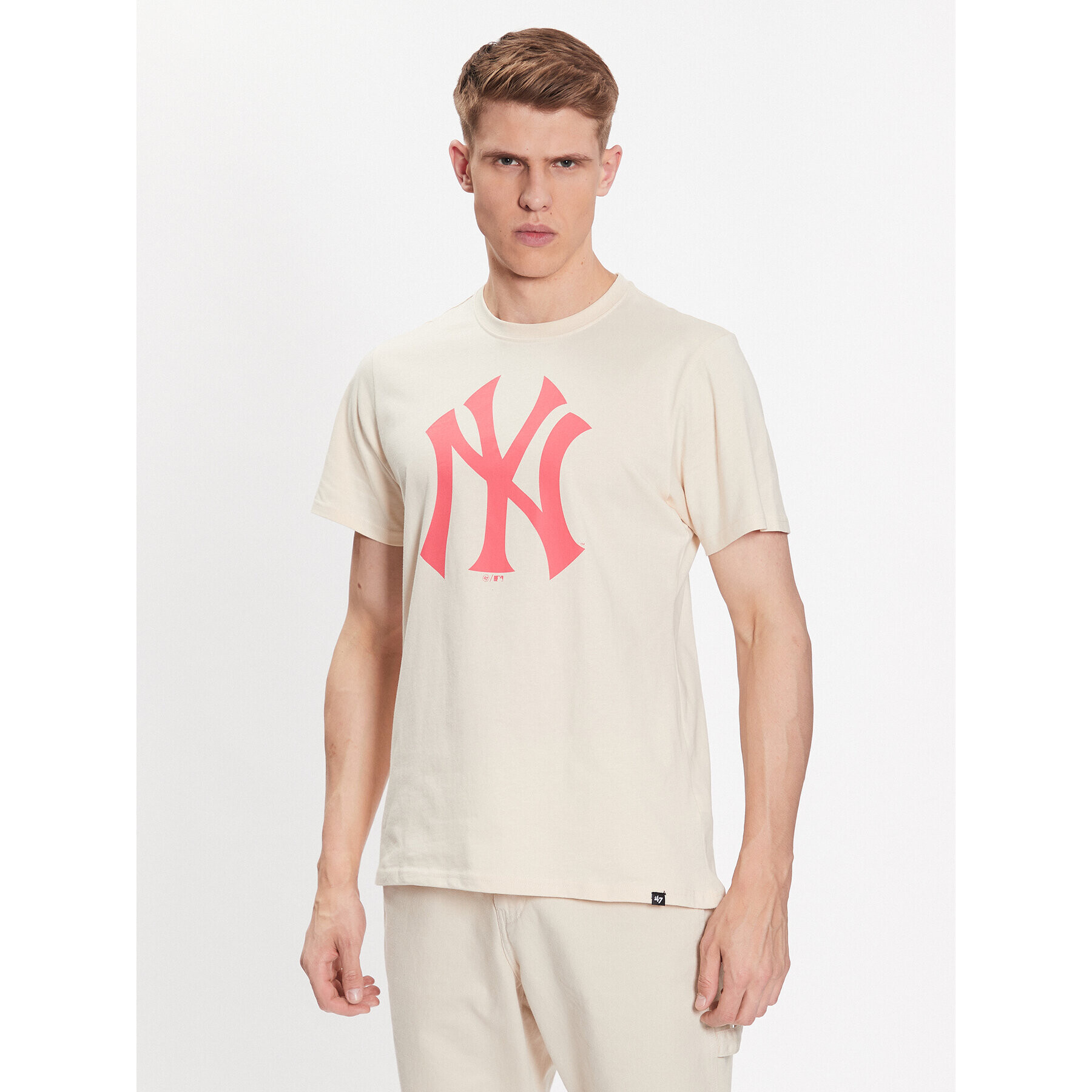 47 Brand Póló New York Yankees Imprint '47 Echo Tee Bézs Regular Fit - Pepit.hu