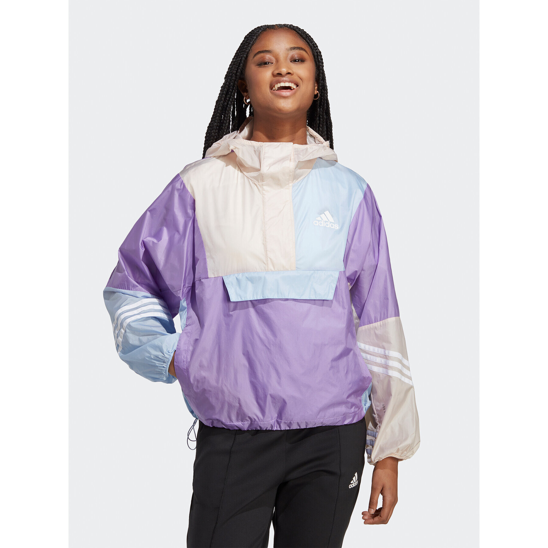 adidas Átmeneti kabát WIND.RDY Hooded Anorak HT8718 Lila Loose Fit - Pepit.hu