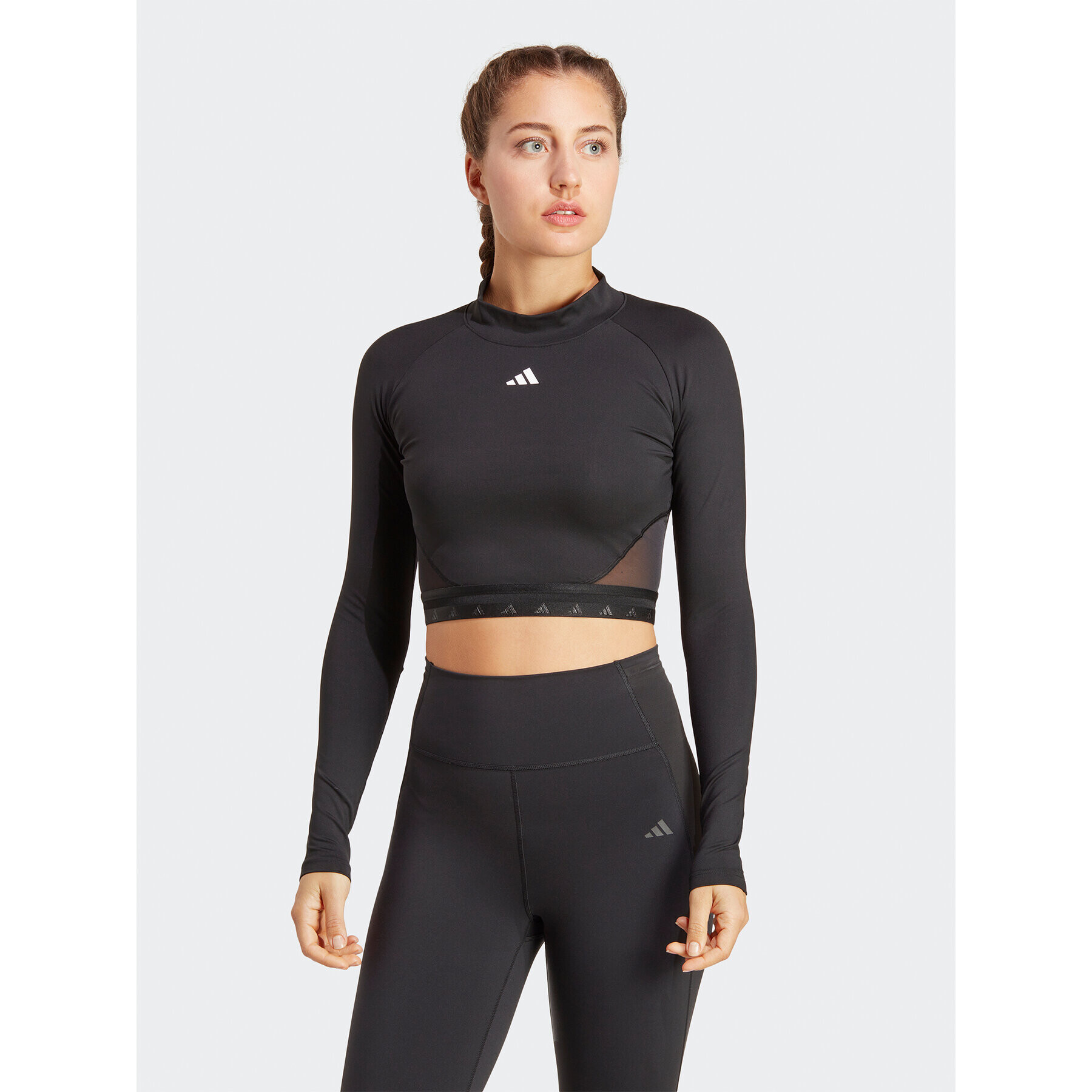 adidas Blúz AEROREADY Hyperglam Crop Long-Sleeve Top HZ2315 Fekete - Pepit.hu