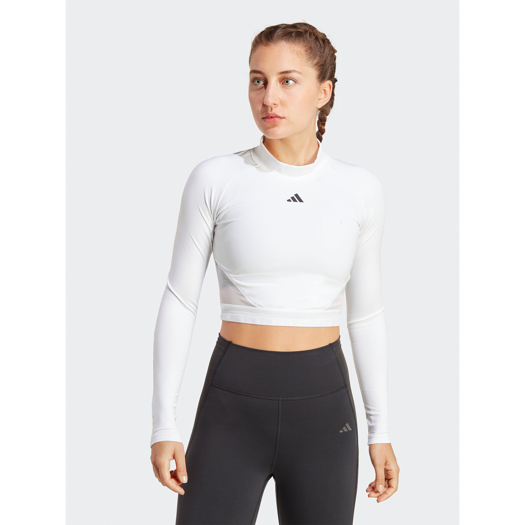 adidas Blúz AEROREADY Hyperglam Crop Long-Sleeve Top HZ2316 Fehér - Pepit.hu