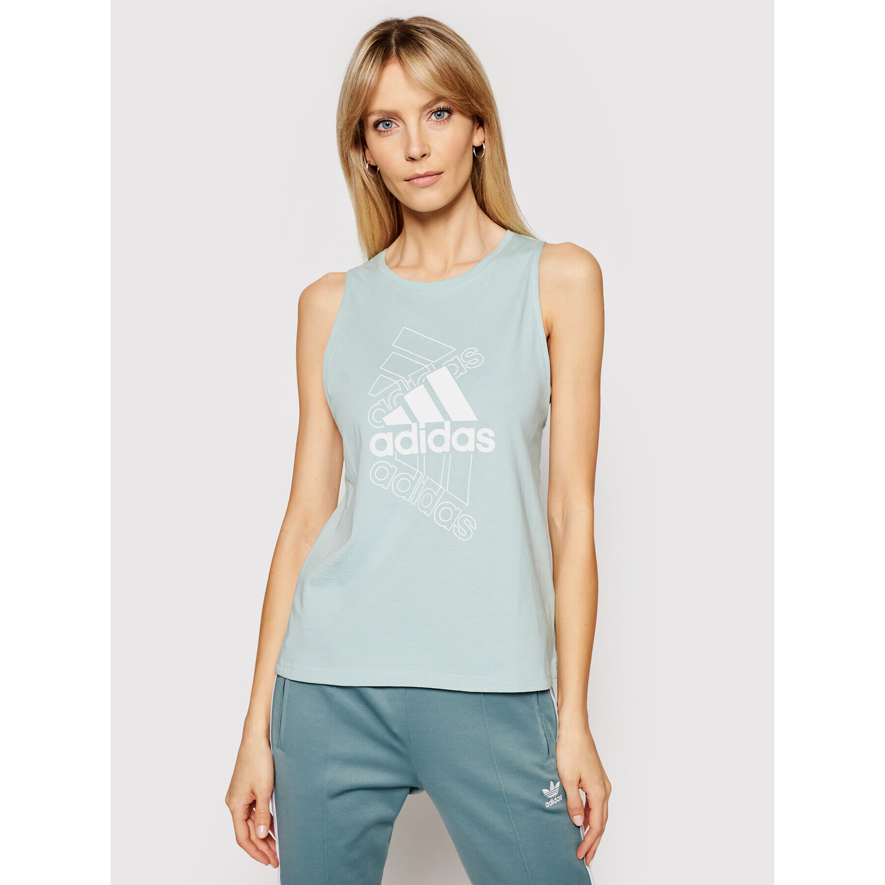 adidas Blúz Essentials Stacked Logo GL1404 Zöld Loose Fit - Pepit.hu