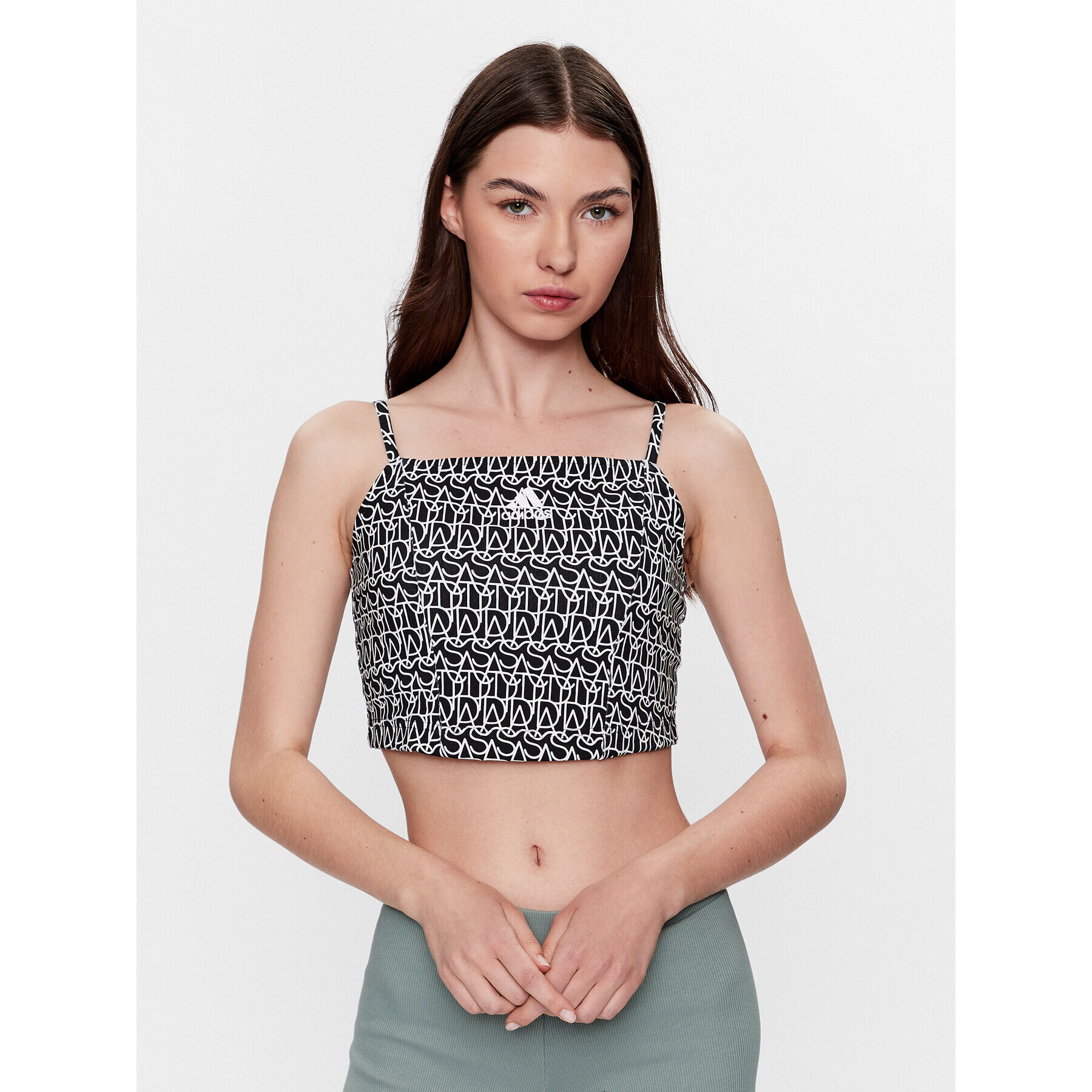 adidas Felső Allover Graphic Corset-Inspired Tank Top IC1538 Fekete - Pepit.hu