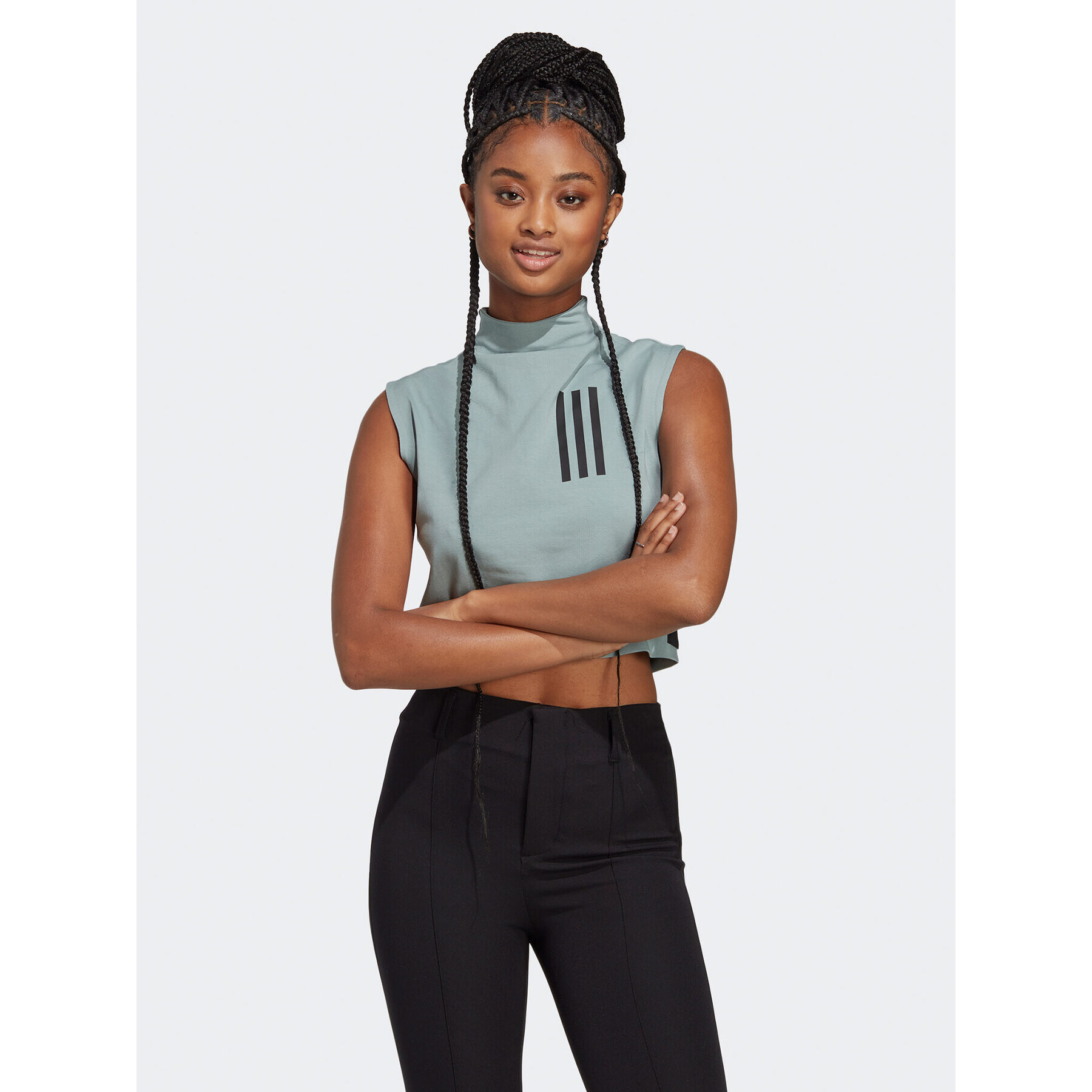 adidas Felső Mission Victory Sleeveless Cropped Top IC0315 Zöld Slim Fit - Pepit.hu