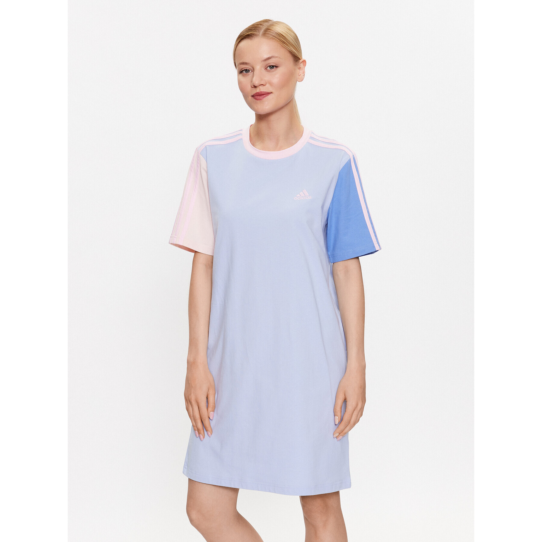 adidas Hétköznapi ruha Essentials 3-Stripes Single Jersey Boyfriend Tee Dress IC1460 Kék Loose Fit - Pepit.hu