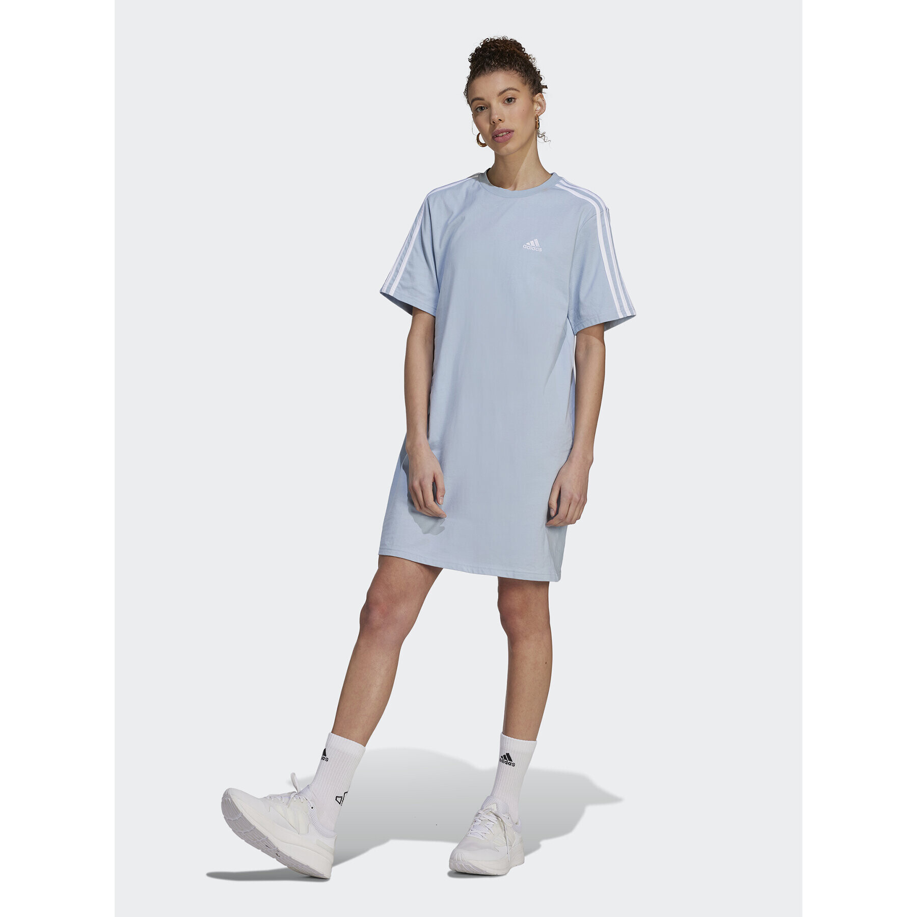 adidas Hétköznapi ruha Essentials 3-Stripes Single Jersey Boyfriend Tee Dress IL3315 Kék Loose Fit - Pepit.hu