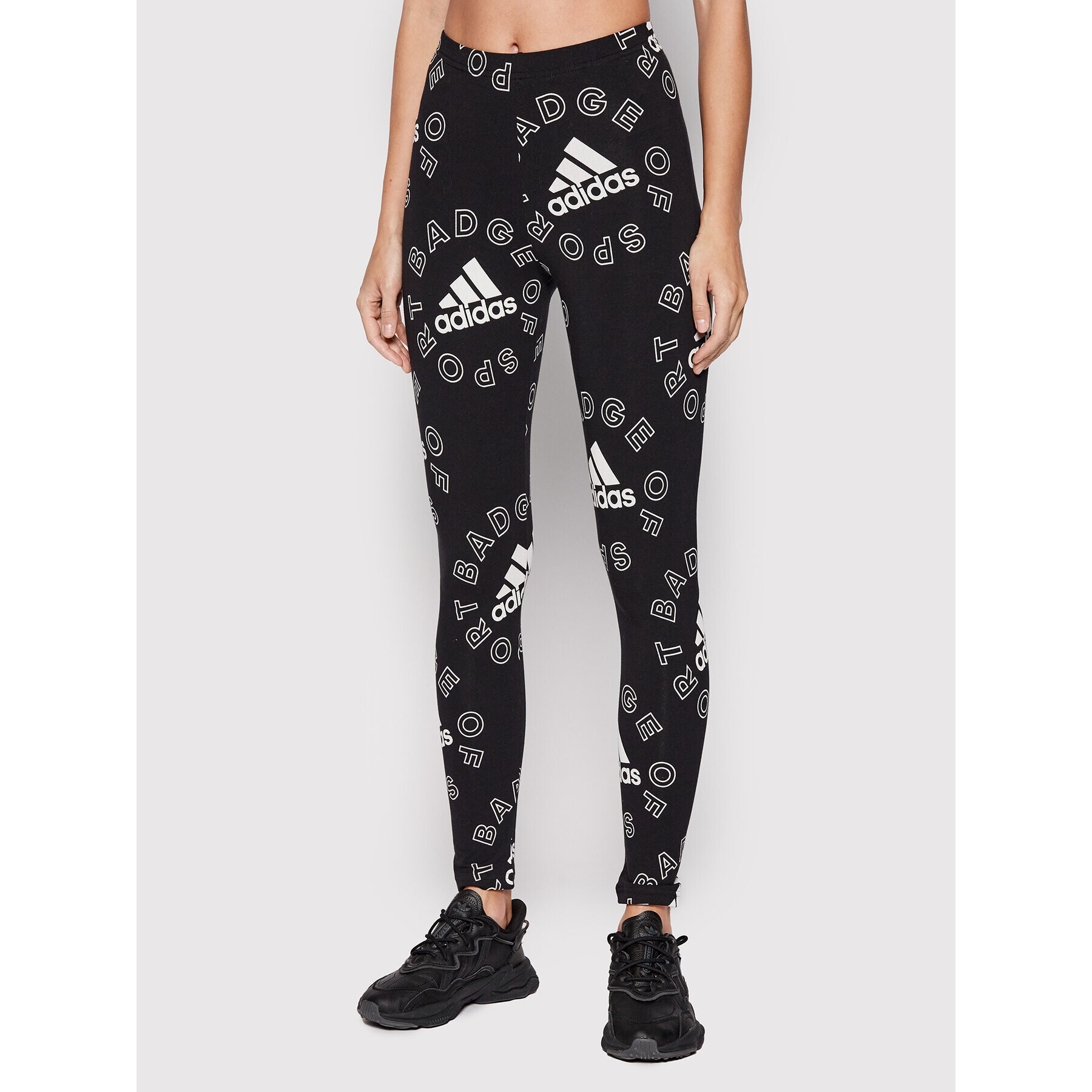 adidas Leggings Essentials Logo Allover Print HC9169 Fekete Slim Fit - Pepit.hu