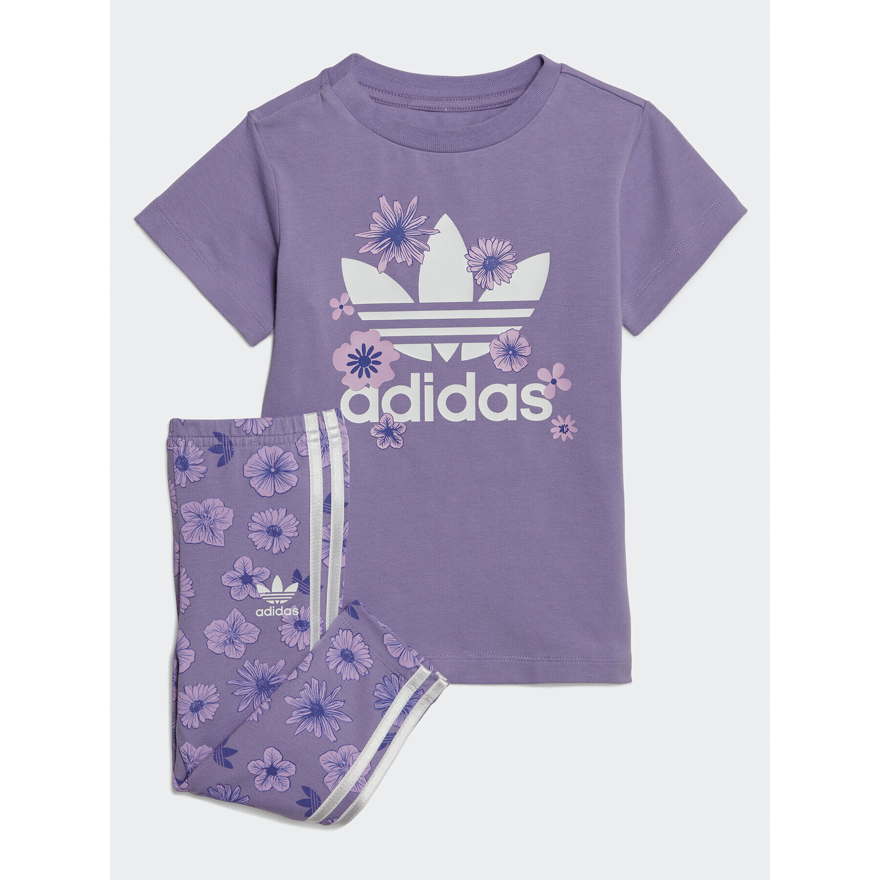 adidas Leggings Floral Dress Leggings Set IC8760 Lila Slim Fit - Pepit.hu